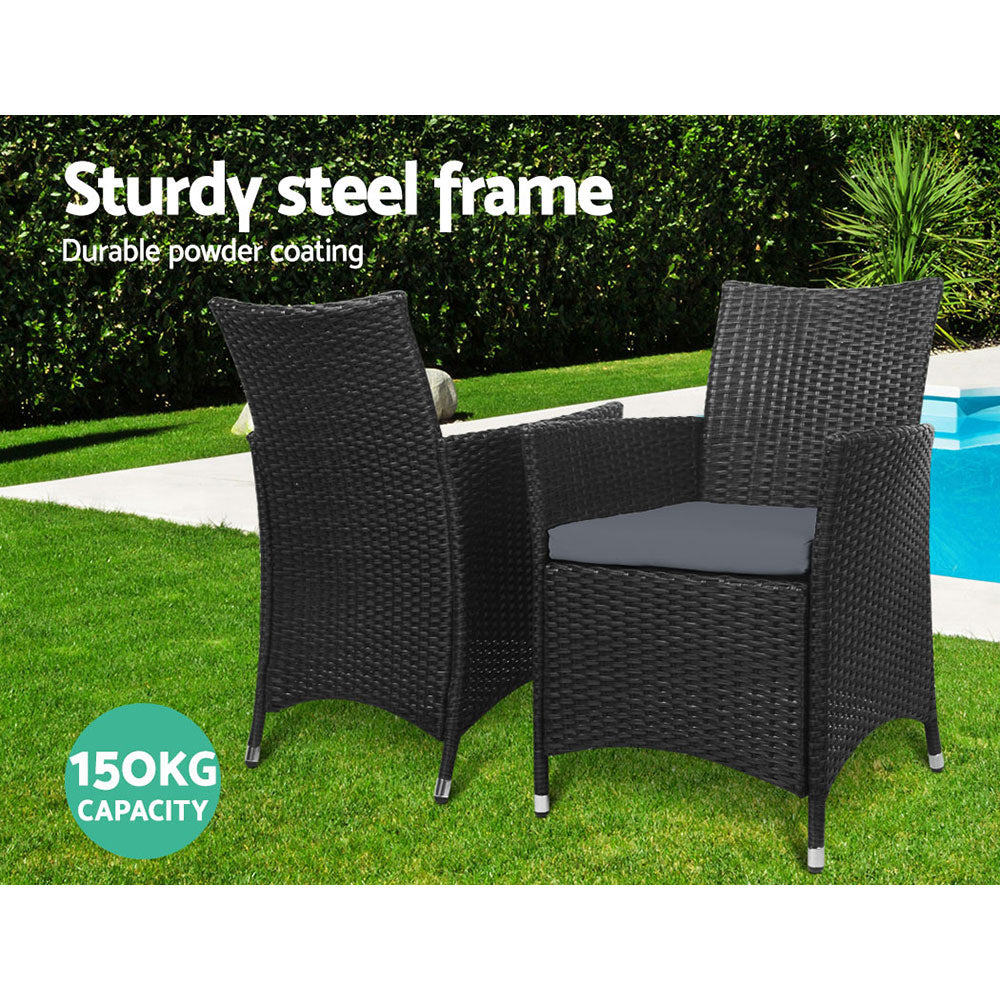 Outdoor Bistro Set Chairs Patio Furniture Dining Wicker Garden Cushion x2 Gardeon freeshipping - Awezingly