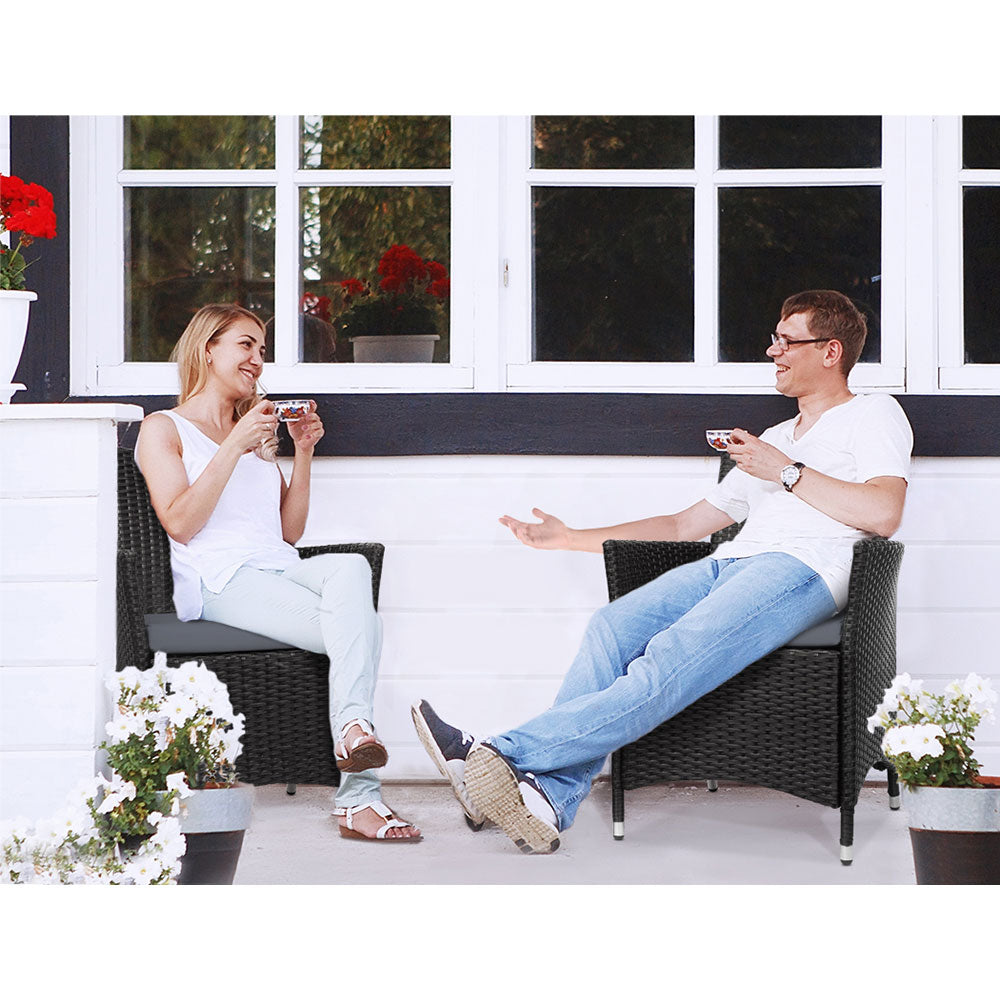 Outdoor Bistro Set Chairs Patio Furniture Dining Wicker Garden Cushion x2 Gardeon freeshipping - Awezingly