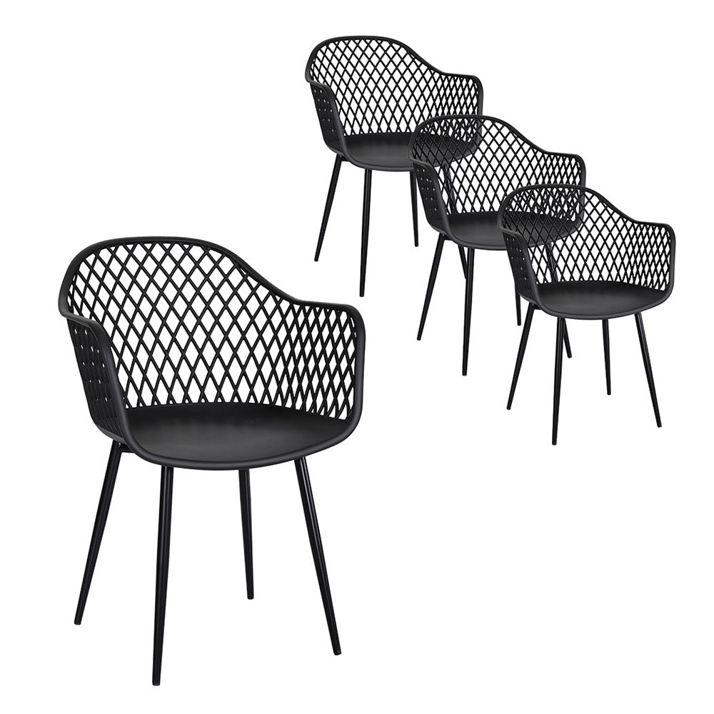 Gardeon 4PC Outdoor Dining Chairs PP Lounge Chair Patio Furniture Garden Black Gardeon