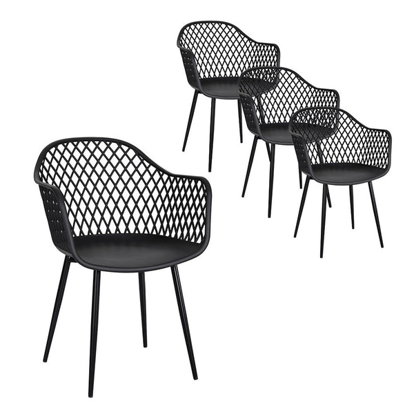 Gardeon 4PC Outdoor Dining Chairs PP Lounge Chair Patio Furniture Garden Black Gardeon