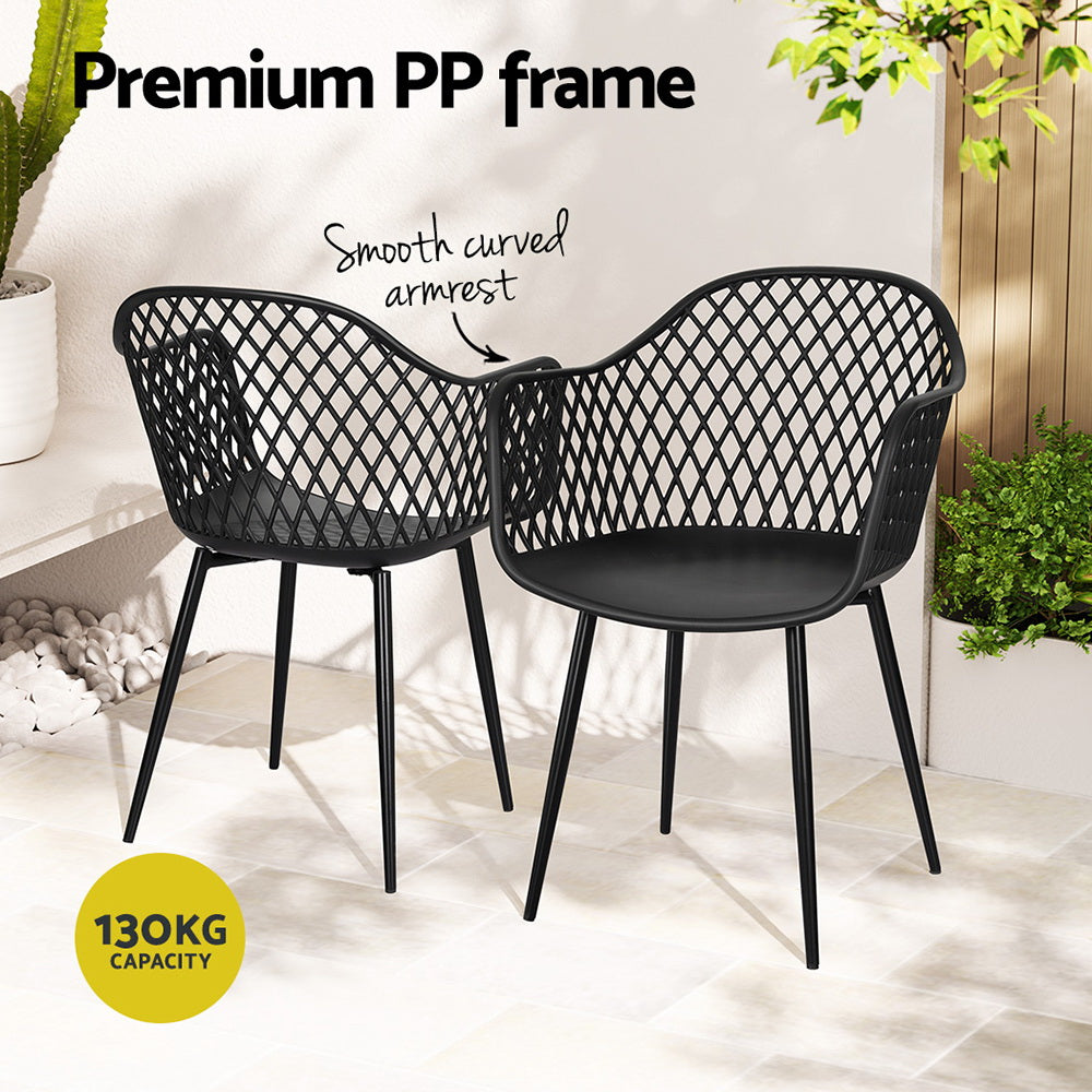 Gardeon 4PC Outdoor Dining Chairs PP Lounge Chair Patio Furniture Garden Black Gardeon