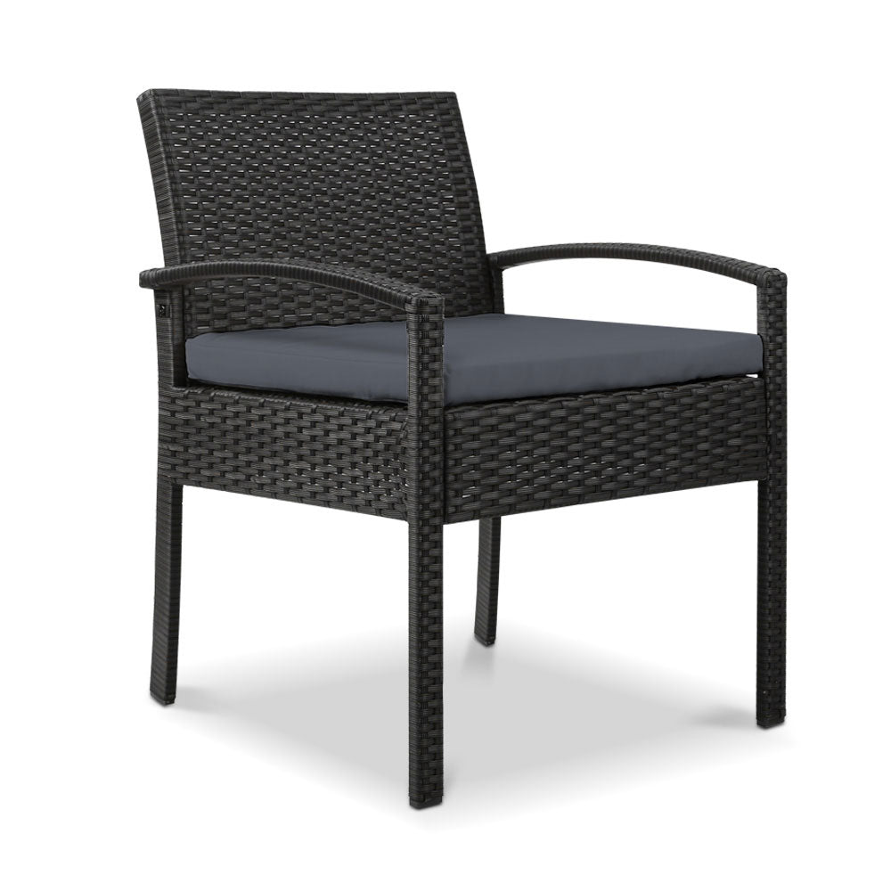 Gardeon Outdoor Furniture Bistro Wicker Chair Black freeshipping - Awezingly