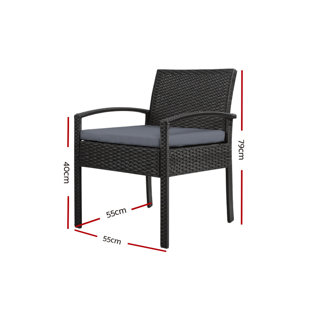 Gardeon Outdoor Furniture Bistro Wicker Chair Black freeshipping - Awezingly