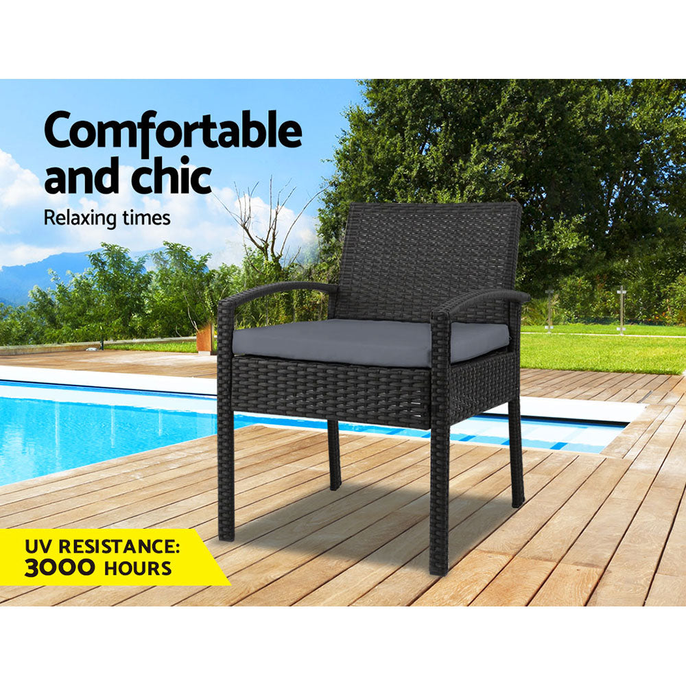 Gardeon Outdoor Furniture Bistro Wicker Chair Black freeshipping - Awezingly