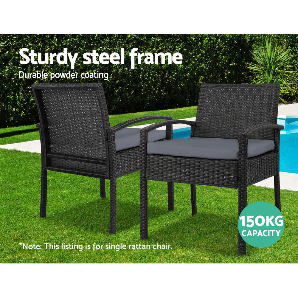 Gardeon Outdoor Furniture Bistro Wicker Chair Black freeshipping - Awezingly