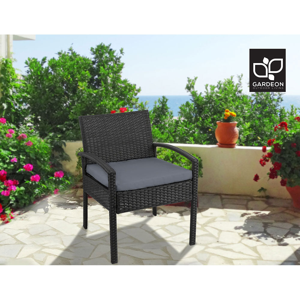 Gardeon Outdoor Furniture Bistro Wicker Chair Black freeshipping - Awezingly