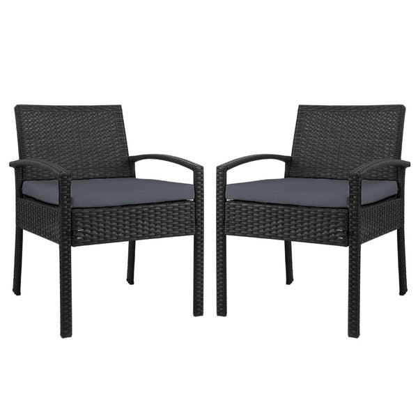 Gardeon - 2 x Outdoor Dining Chairs - Black freeshipping - Awezingly