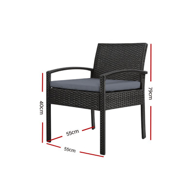 Gardeon - 2 x Outdoor Dining Chairs - Black