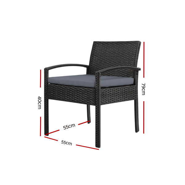 Gardeon - 2 x Outdoor Dining Chairs - Black freeshipping - Awezingly