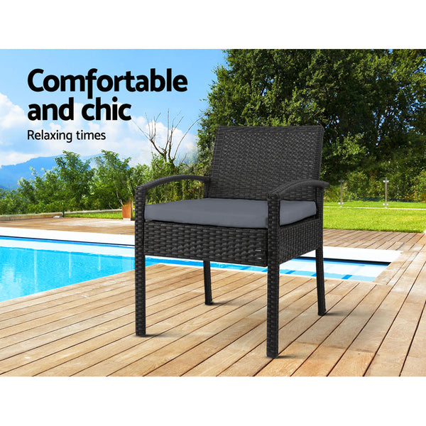 Gardeon - 2 x Outdoor Dining Chairs - Black freeshipping - Awezingly