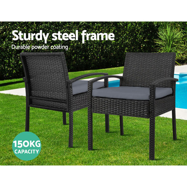 Gardeon - 2 x Outdoor Dining Chairs - Black freeshipping - Awezingly