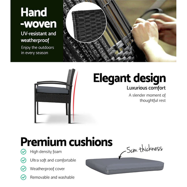 Gardeon - 2 x Outdoor Dining Chairs - Black freeshipping - Awezingly