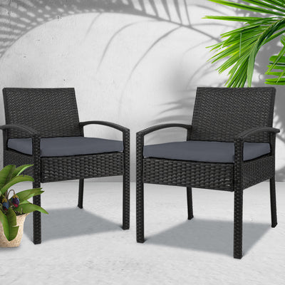 Gardeon - 2 x Outdoor Dining Chairs - Black
