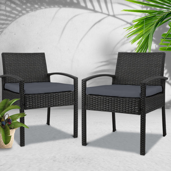 Gardeon - 2 x Outdoor Dining Chairs - Black freeshipping - Awezingly