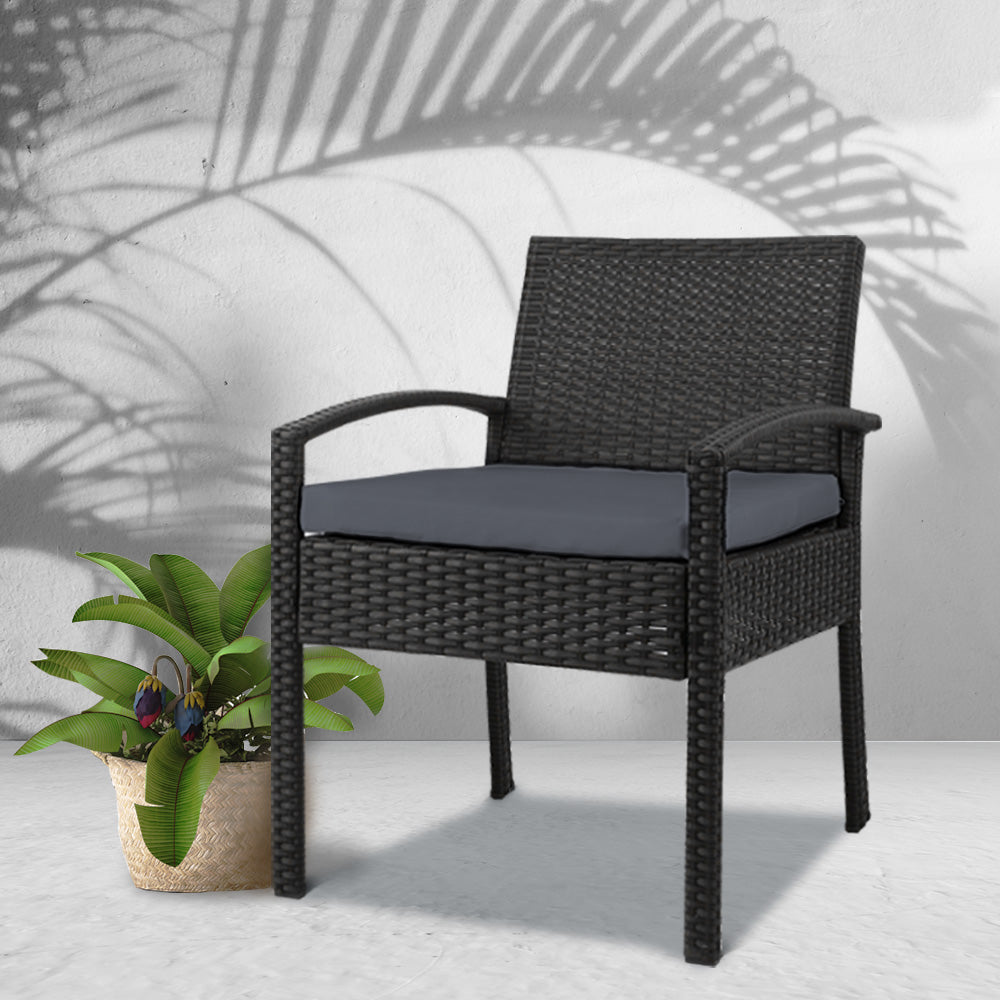 Gardeon Outdoor Furniture Bistro Wicker Chair Black freeshipping - Awezingly