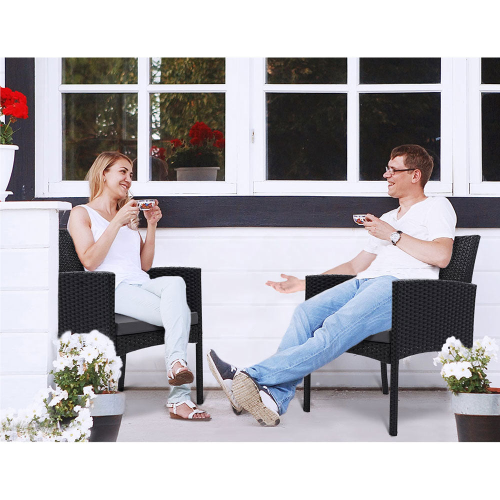 Outdoor Bistro Chairs Patio Furniture Dining Chair Wicker Garden Cushion Gardeon freeshipping - Awezingly