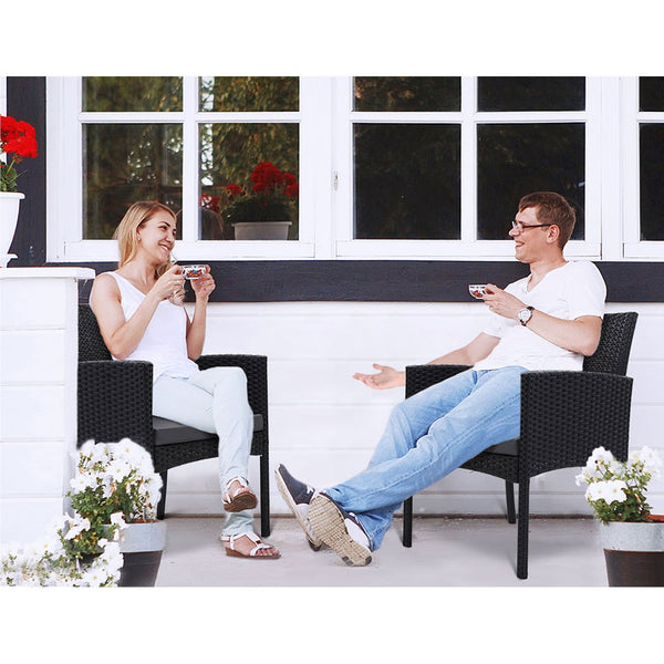 Outdoor Bistro Chairs Patio Furniture Dining Chair Wicker Garden Cushion Gardeon freeshipping - Awezingly