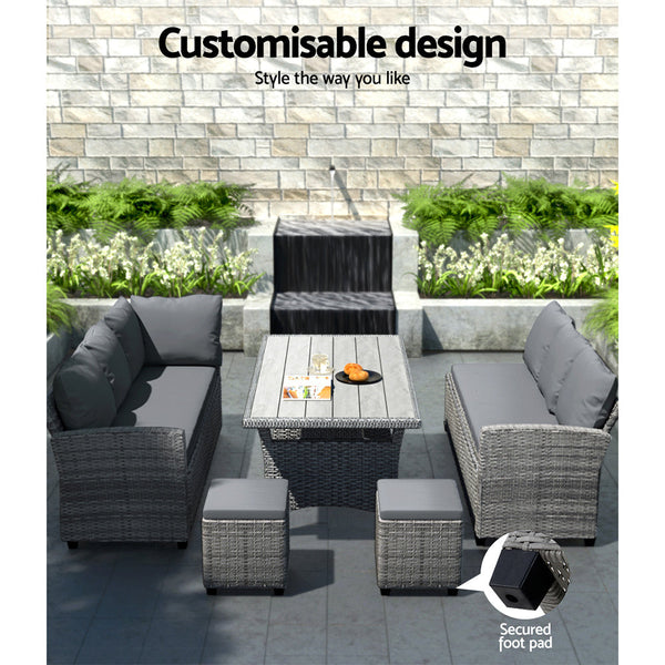 Gardeon 9-Seater Outdoor Dining Set Patio Furniture Wicker Lounge Table Chairs Gardeon