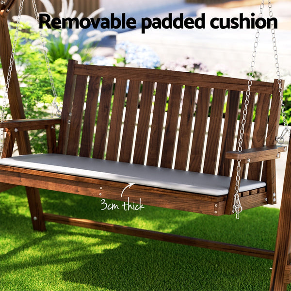 Gardeon Wooden Swing Chair Garden Bench Canopy 3 Seater Outdoor Furniture Gardeon