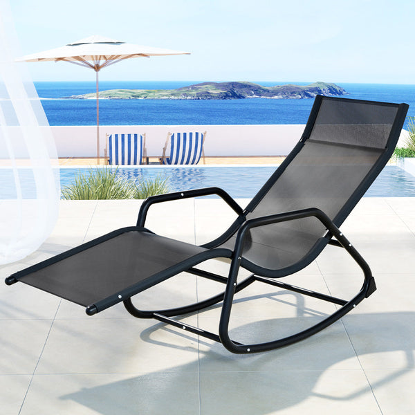 Gardeon Sun Lounge Rocking Chair Outdoor Lounger Patio Furniture Pool Garden Gardeon