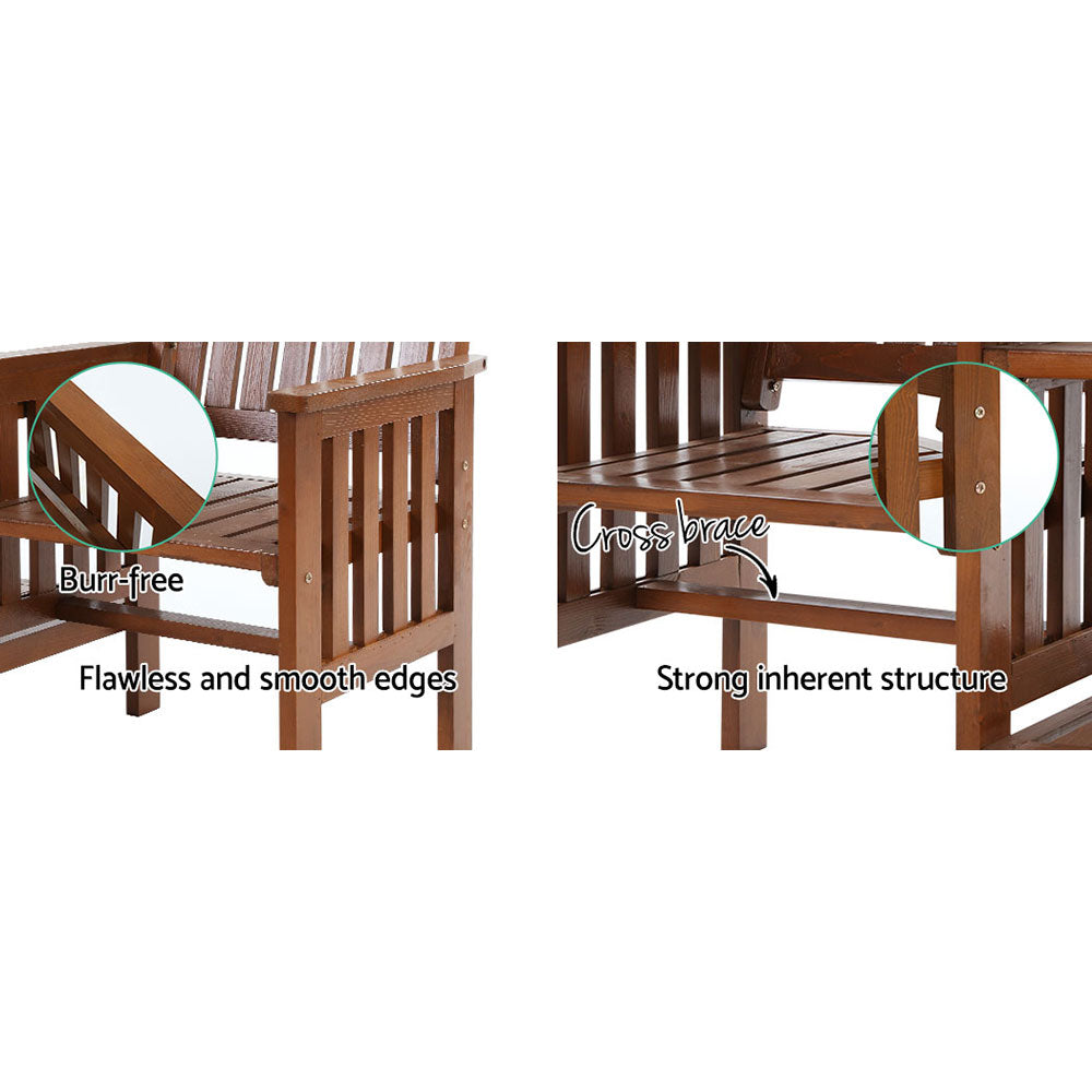 Gardeon Garden Bench Chair Table Loveseat Wooden Outdoor Furniture Patio Park Brown freeshipping - Awezingly