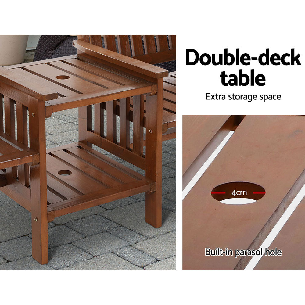 Gardeon Garden Bench Chair Table Loveseat Wooden Outdoor Furniture Patio Park Brown freeshipping - Awezingly