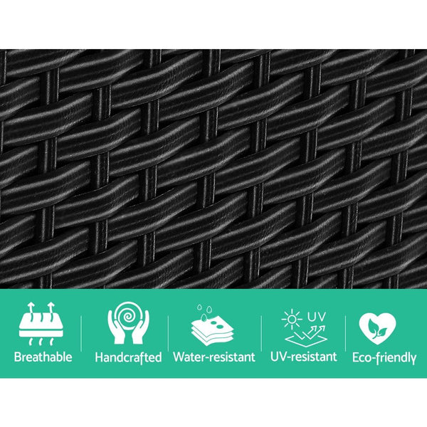 Gardeon Outdoor Setting Wicker Loveseat Birstro Set Patio Garden Furniture Black freeshipping - Awezingly