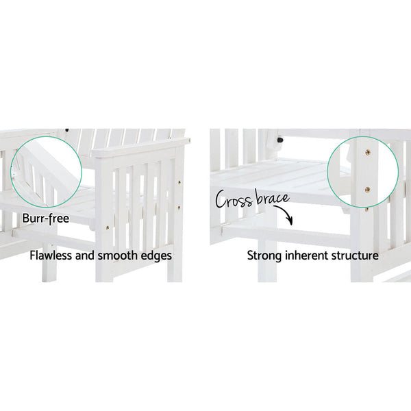 Gardeon Garden Bench Chair Table Loveseat Wooden Outdoor Furniture Patio Park White Gardeon