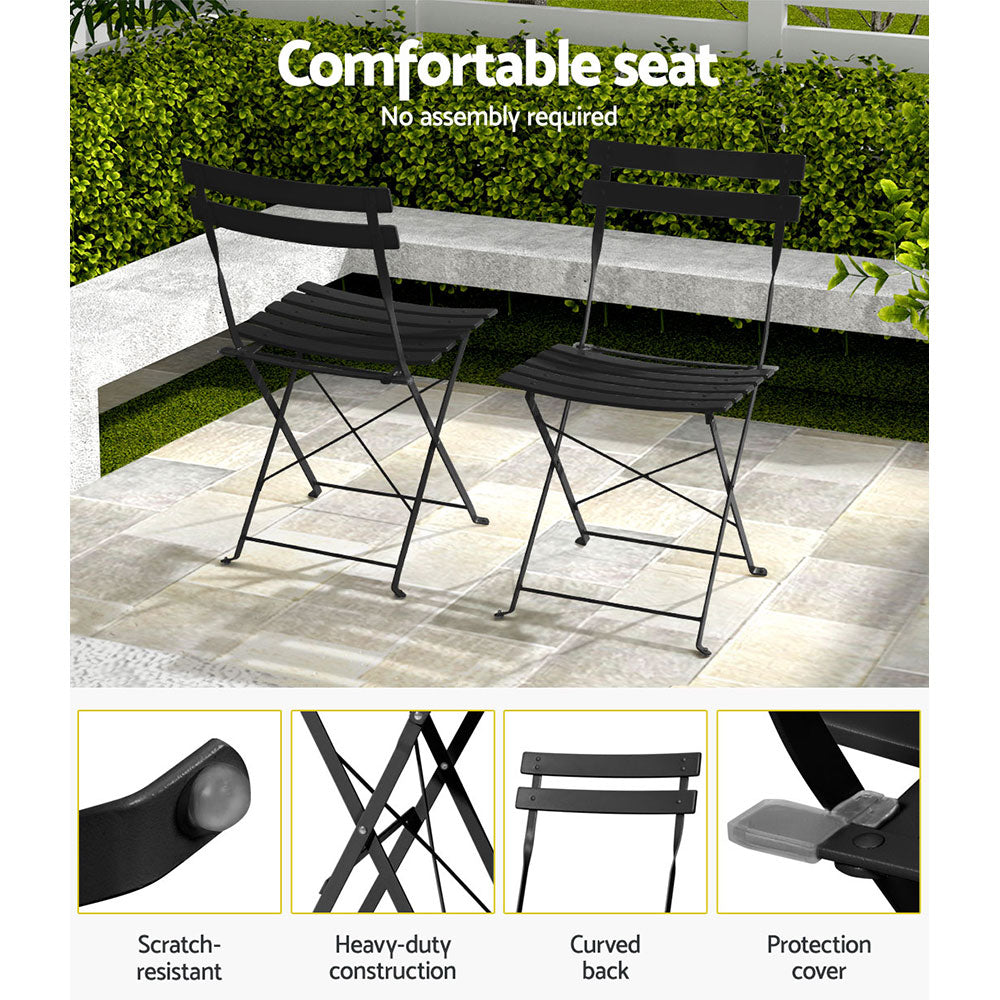 Gardeon Outdoor Setting Table and Chairs Folding Patio Furniture Bistro Set Gardeon