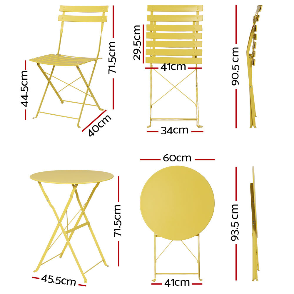 Gardeon Outdoor Setting Bistro Set Table and Chairs Folding Patio Furniture Gardeon