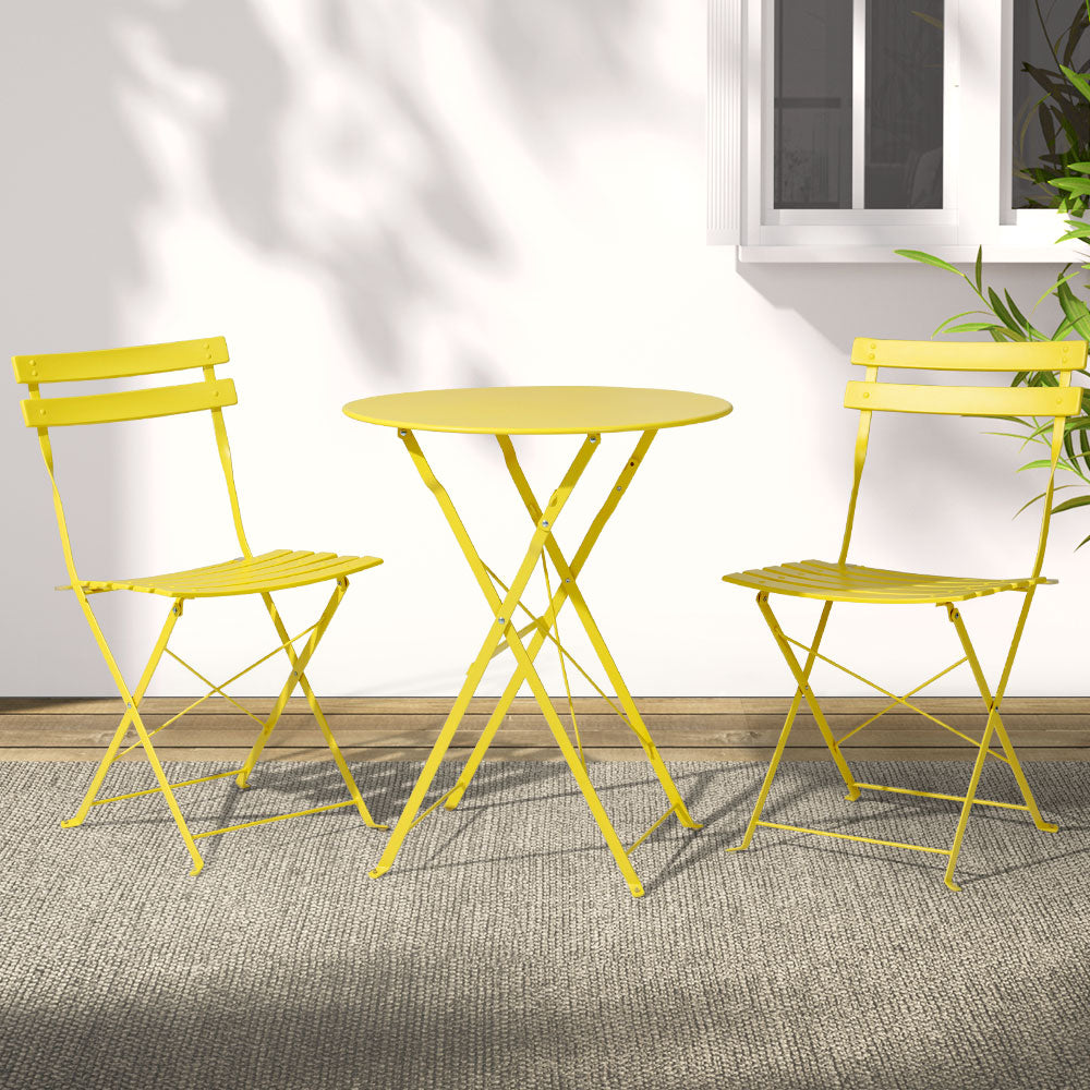 Gardeon Outdoor Setting Bistro Set Table and Chairs Folding Patio Furniture Gardeon