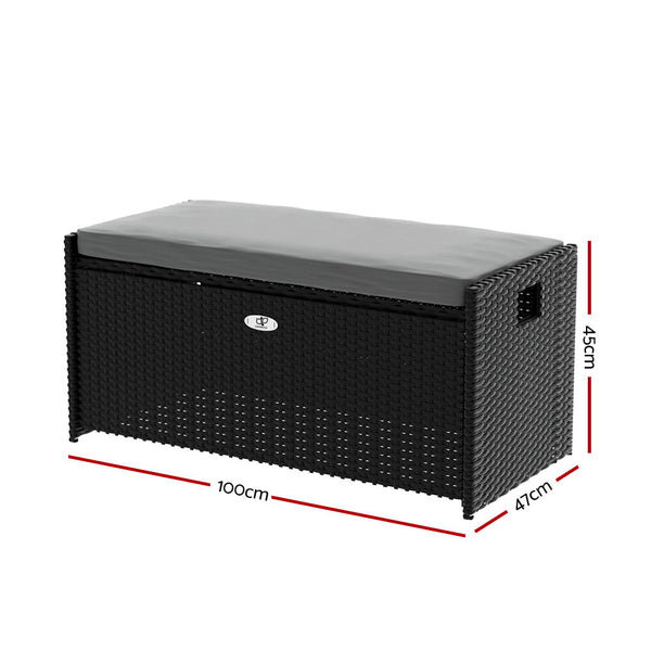 Gardeon Outdoor Storage Bench Box Garden Sheds Tools Wicker Cushion Patio Chair Gardeon