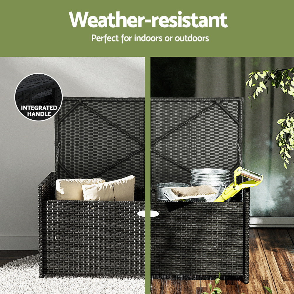 Gardeon Outdoor Storage Bench Box Garden Sheds Tools Wicker Cushion Patio Chair Gardeon