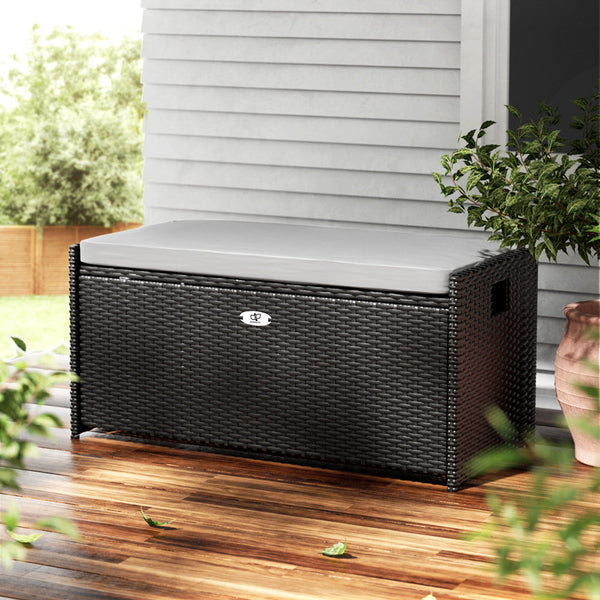 Gardeon Outdoor Storage Bench Box Garden Sheds Tools Wicker Cushion Patio Chair Gardeon