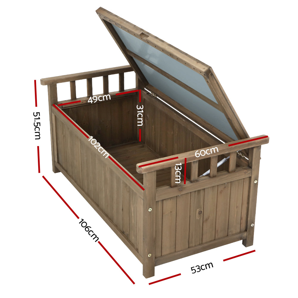 Gardeon Outdoor Storage Box Wooden Garden Bench Chest Toy Tool Sheds Furniture freeshipping - Awezingly
