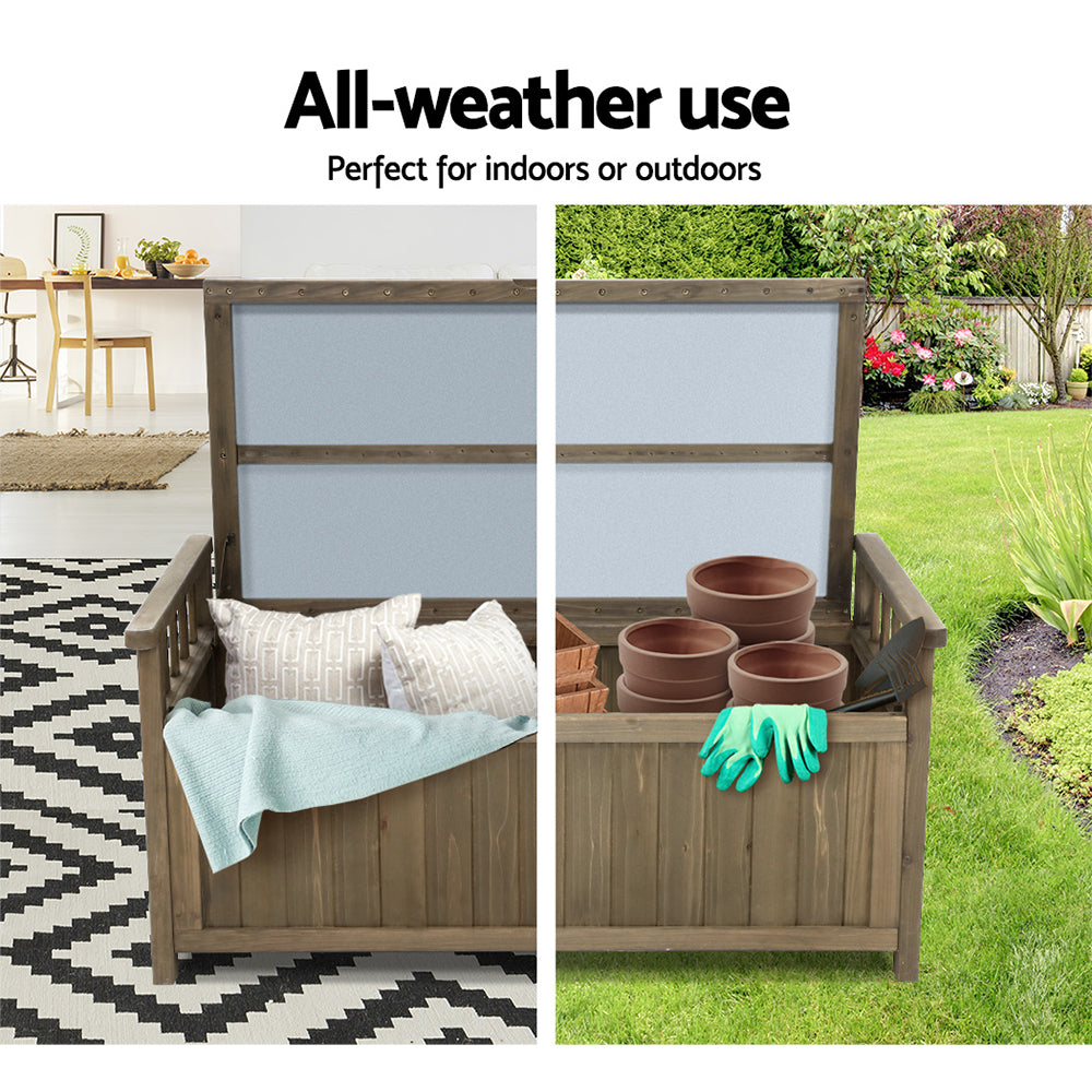 Gardeon Outdoor Storage Box Wooden Garden Bench Chest Toy Tool Sheds Furniture freeshipping - Awezingly