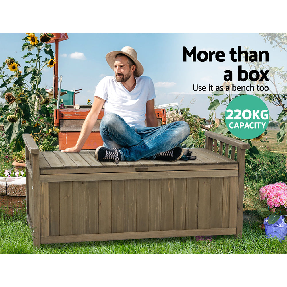 Gardeon Outdoor Storage Box Wooden Garden Bench Chest Toy Tool Sheds Furniture freeshipping - Awezingly