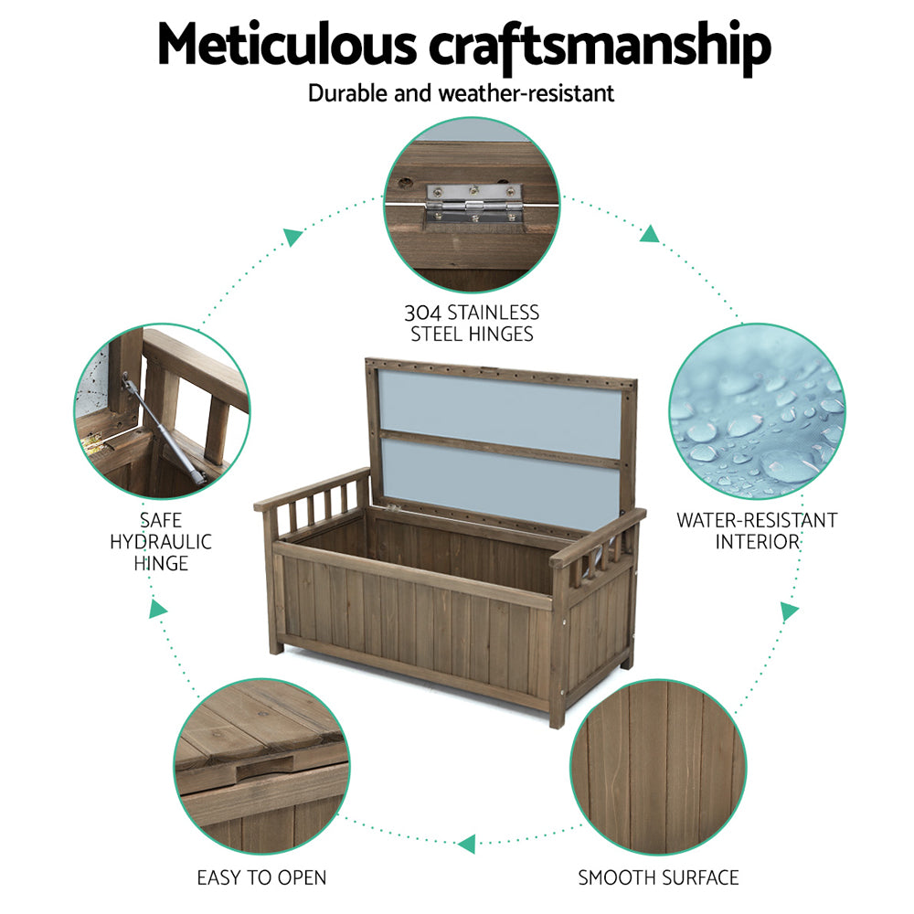 Gardeon Outdoor Storage Box Wooden Garden Bench Chest Toy Tool Sheds Furniture freeshipping - Awezingly