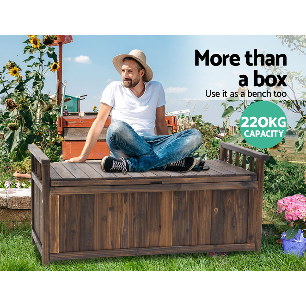 Gardeon Outdoor Storage Box Wooden Garden Bench Chest Toy Tool Sheds Furniture freeshipping - Awezingly