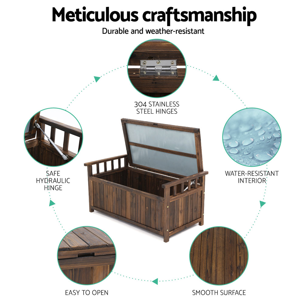 Gardeon Outdoor Storage Box Wooden Garden Bench Chest Toy Tool Sheds Furniture freeshipping - Awezingly