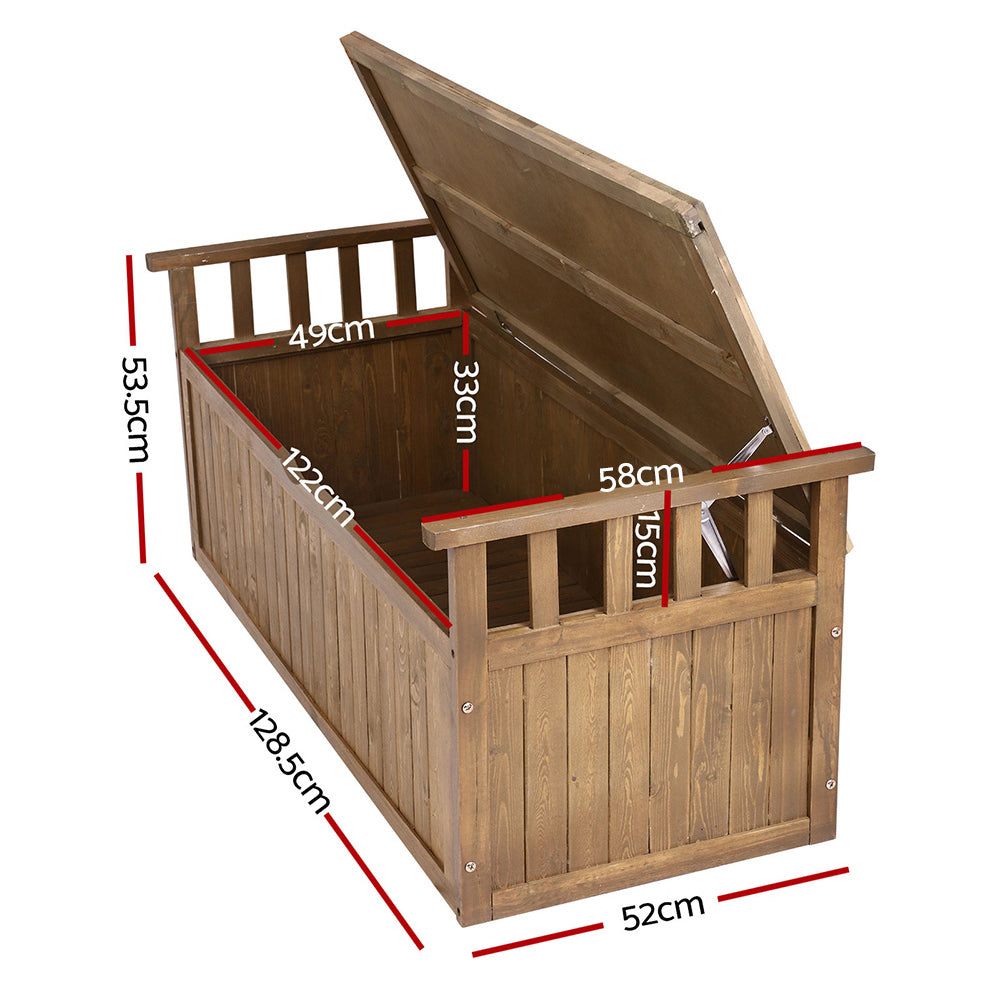 Gardeon Outdoor Storage Box Wooden Garden Bench 128.5cm Chest Tool Toy Sheds XL freeshipping - Awezingly