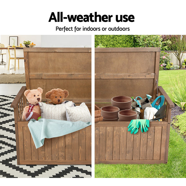 Gardeon Outdoor Storage Box Wooden Garden Bench 128.5cm Chest Tool Toy Sheds XL freeshipping - Awezingly