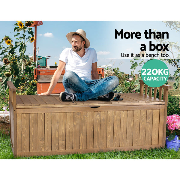 Gardeon Outdoor Storage Box Wooden Garden Bench 128.5cm Chest Tool Toy Sheds XL freeshipping - Awezingly