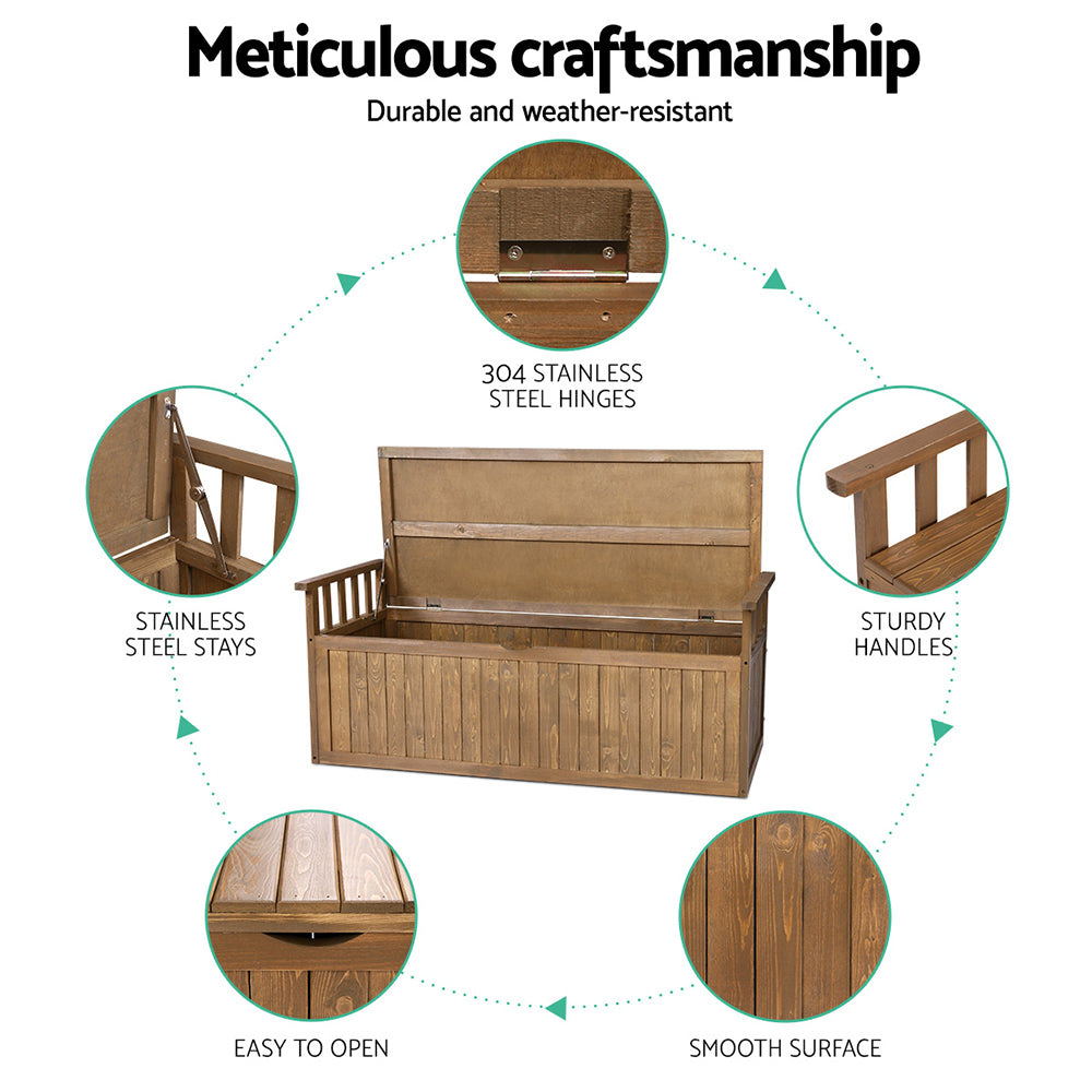 Gardeon Outdoor Storage Box Wooden Garden Bench 128.5cm Chest Tool Toy Sheds XL freeshipping - Awezingly
