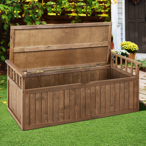 Gardeon Outdoor Storage Box Wooden Garden Bench 128.5cm Chest Tool Toy Sheds XL freeshipping - Awezingly