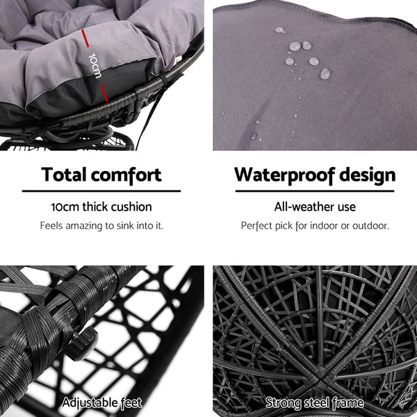 Gardeon Papasan Chair - Black freeshipping - Awezingly