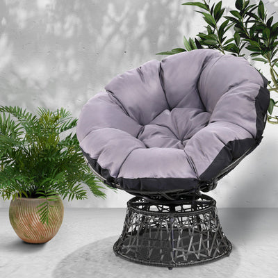 Gardeon Outdoor Papasan Chairs Lounge Setting Patio Furniture Wicker Black