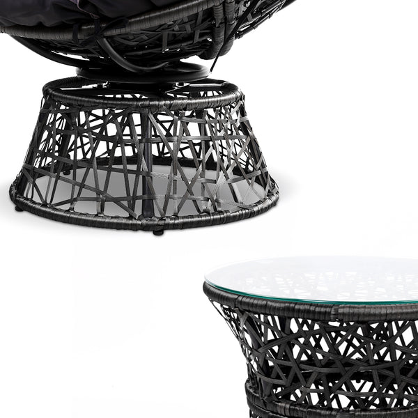 Gardeon Papasan Chair and Side Table - Black freeshipping - Awezingly