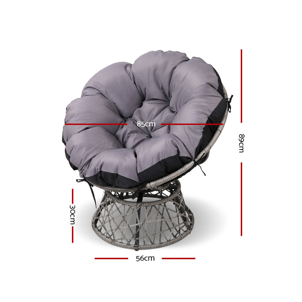 Gardeon Papasan Chair and Side Table - Grey freeshipping - Awezingly
