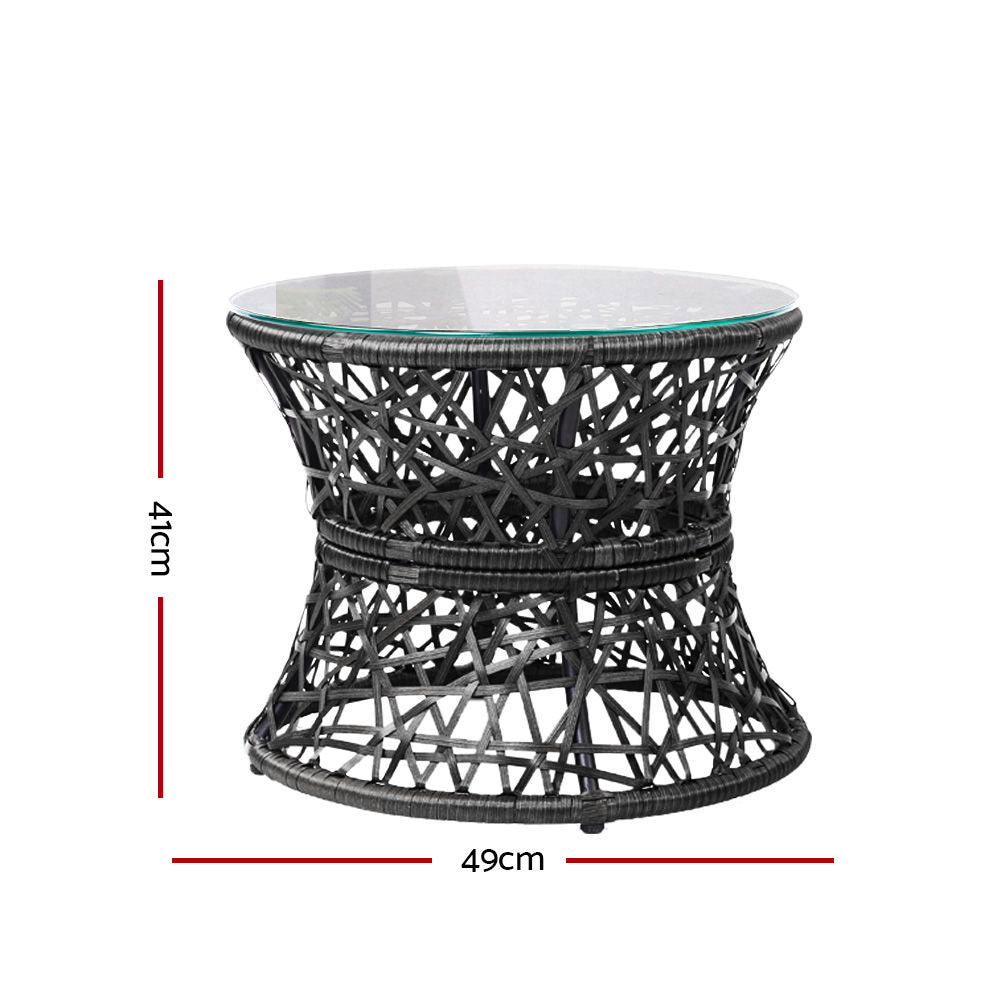 Gardeon Papasan Chair and Side Table Set- Black freeshipping - Awezingly